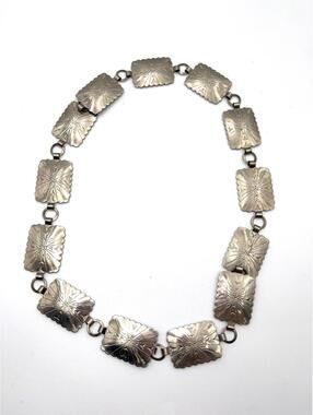 Vintage Southwestern Silver Tone Concho Link Belt | Boho Cottagecore Western 32